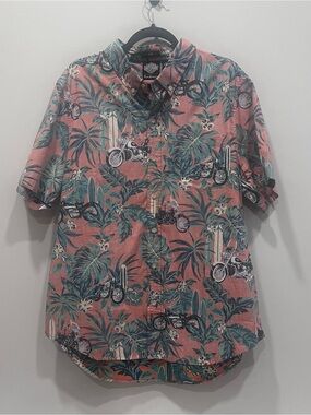 Harley-Davidson Coral and Teal Tropical Motorcycle Button-Down Shirt  New w/Tag